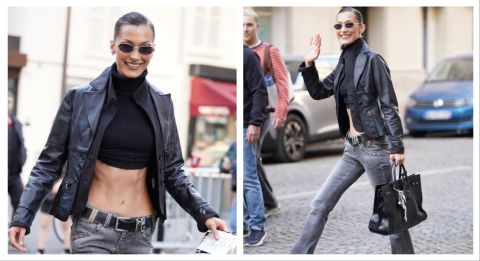 Bella Hadid raises the Palestinian flag in the streets of Paris