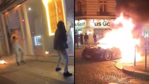 Chaos erupts in Paris streets after PSG victory over Arsenal