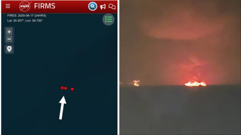 Reports of ships on fire in the Gulf of Oman near the Strait of Hormuz 