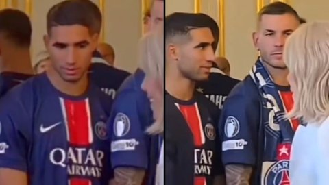 Video: PSG's Hakimi gives Brigitte Macron an awkward look