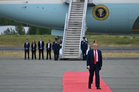 Trump's weird walk before meeting Putin in Alaska triggers confusion