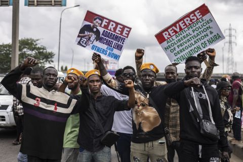 Nigerian security forces clash with protesters demanding release of a separatist leader