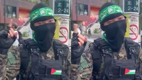 Video: Japanese man cosplaying as Hamas fighter goes viral