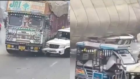 Horrific video: Truck crushes car in Rampur, India