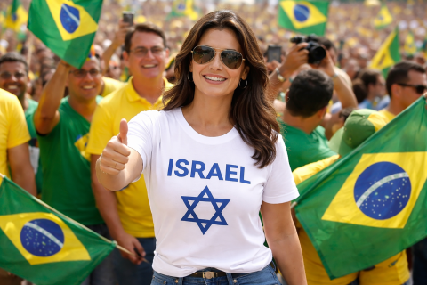 فيديو: السيدة الأولى بقميص “إسرائيل” في مظاهرات البرازيل