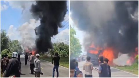 Horrific video: Bus crashes with oil tanker killing tens in Indonesia