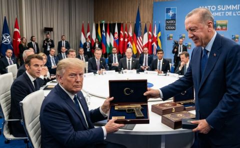 مسدس وذخائر بأسمائهم.. هدية أردوغان للقادة في قمة الناتو